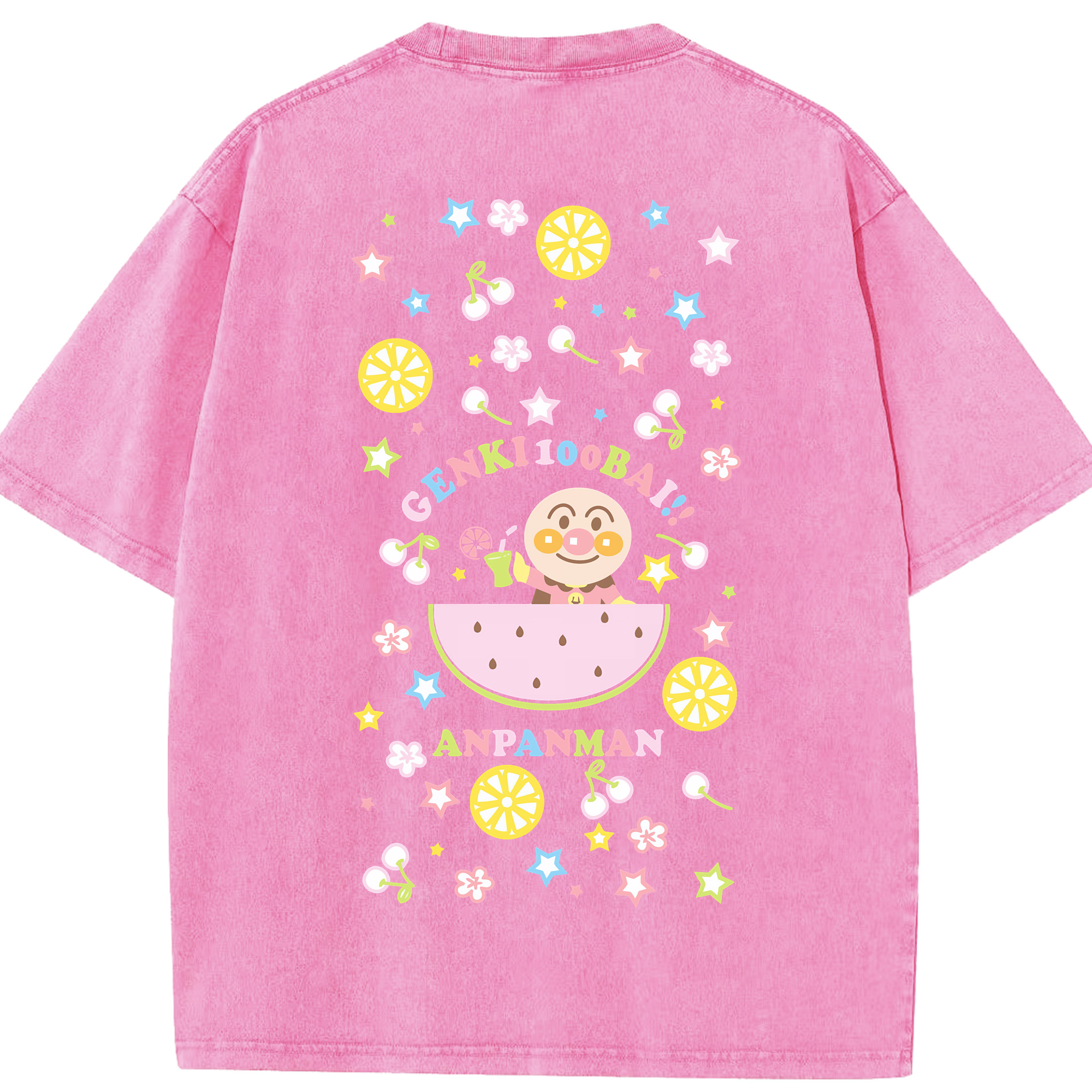 （画像用） アンパンマン Anpanman 綿100% ヴィンテージ風 半袖Tシャツ（背面プリント）